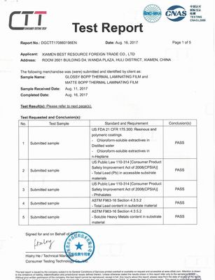 광택 있는 박판으로 만드는 롤필름, 24 미크론 BOPP 박판 영화 445mm * 3000m 목록