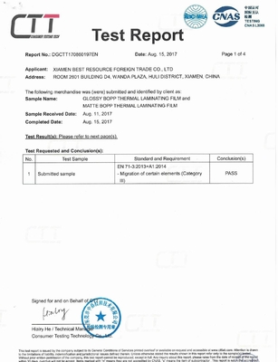 광택 있고는/광택이 없는 백색 BOPP 열 박판 영화 FDA는 통과해 증명서를 줍니다